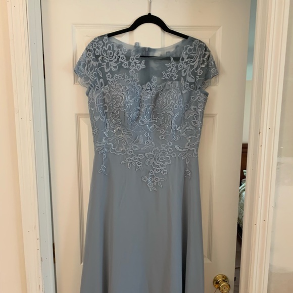 Dresses & Skirts - Blue A-Line Gown with Flutter Cap Sleeves